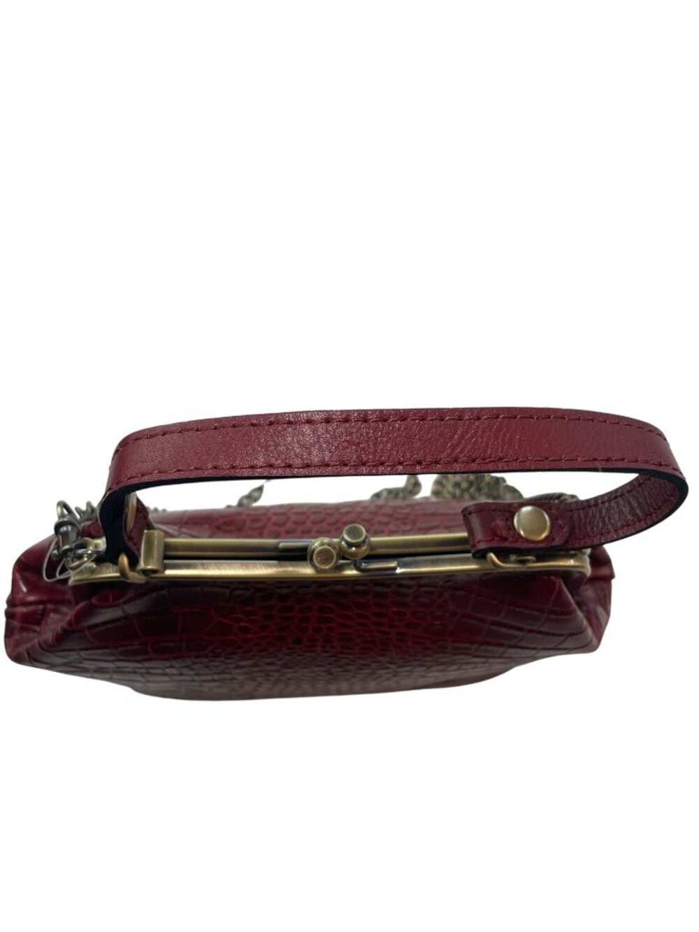 Patricia Nash Red Oxblood Leather Crocodile Frame Bag Chain Strap #P572311 NWT - Picture 9 of 12